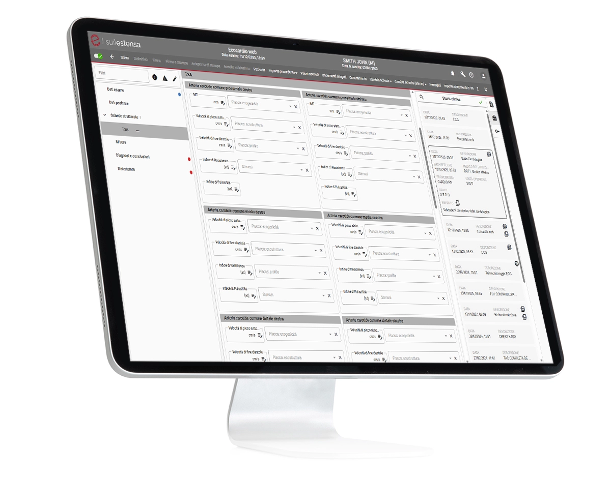 SUITESTENSA Vascular US Data Management, software dedicated to vascular ultrasound